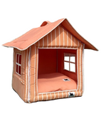 Posh Pillow House Single  Large - Salmon with White Stripes