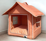 Posh Pillow House Single  Large - Salmon with White Stripes