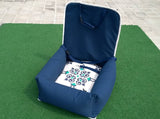 Car Pillow Seat for Toy Dog - White Tile Navy